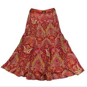 Vintage Talbots 100% Silk Paisley Maxi Skirt Sz 4 Lined Fit & Flare